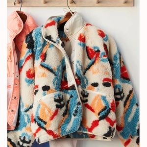 Free People Hit the Slopes Printed Fleece Jacket